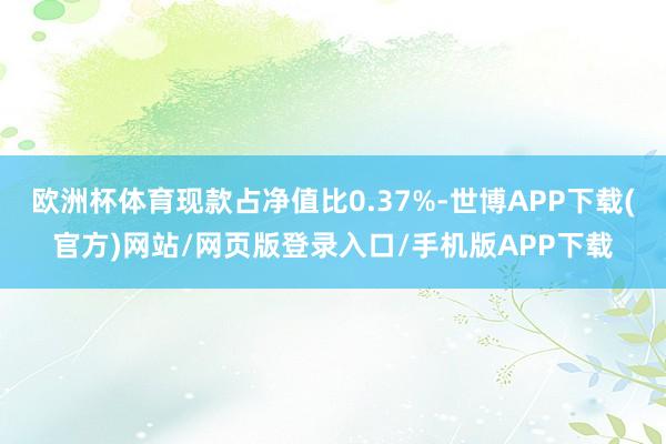 欧洲杯体育现款占净值比0.37%-世博APP下载(官方)网站/网页版登录入口/手机版APP下载