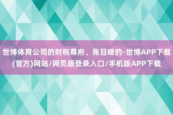 世博体育公司的财税尊府、账目啥的-世博APP下载(官方)网站/网页版登录入口/手机版APP下载