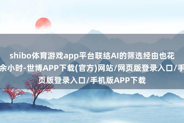 shibo体育游戏app平台联结AI的筛选经由也花消了科学家千余小时-世博APP下载(官方)网站/网页版登录入口/手机版APP下载