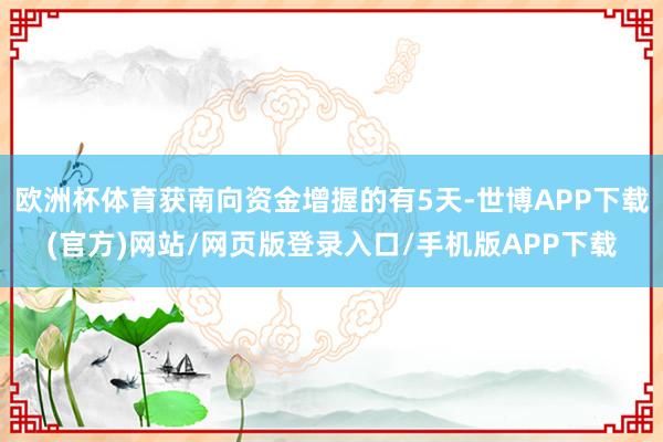 欧洲杯体育获南向资金增握的有5天-世博APP下载(官方)网站/网页版登录入口/手机版APP下载