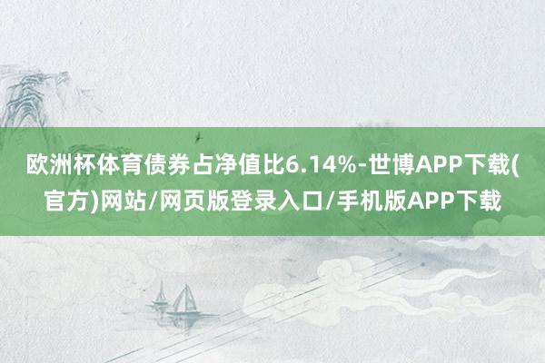 欧洲杯体育债券占净值比6.14%-世博APP下载(官方)网站/网页版登录入口/手机版APP下载