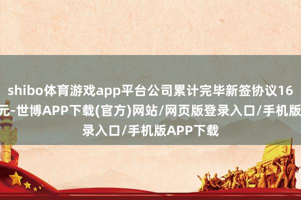 shibo体育游戏app平台公司累计完毕新签协议1623.65亿元-世博APP下载(官方)网站/网页版登录入口/手机版APP下载