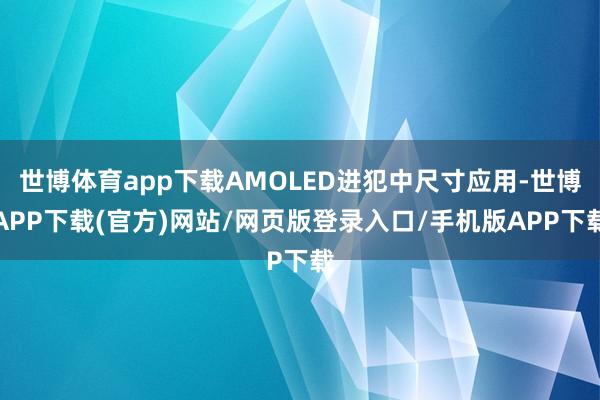 世博体育app下载AMOLED进犯中尺寸应用-世博APP下载(官方)网站/网页版登录入口/手机版APP下载