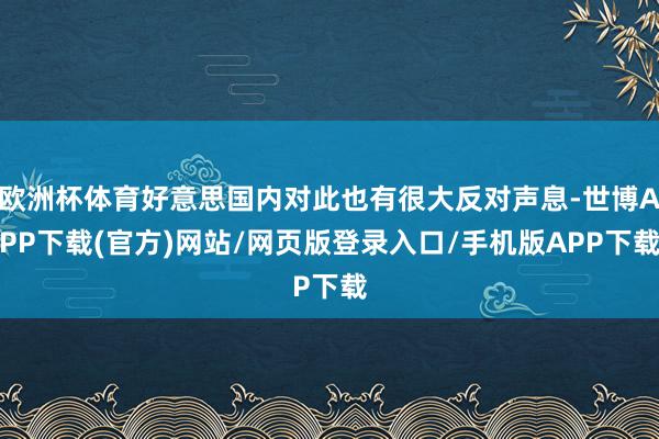 欧洲杯体育好意思国内对此也有很大反对声息-世博APP下载(官方)网站/网页版登录入口/手机版APP下载